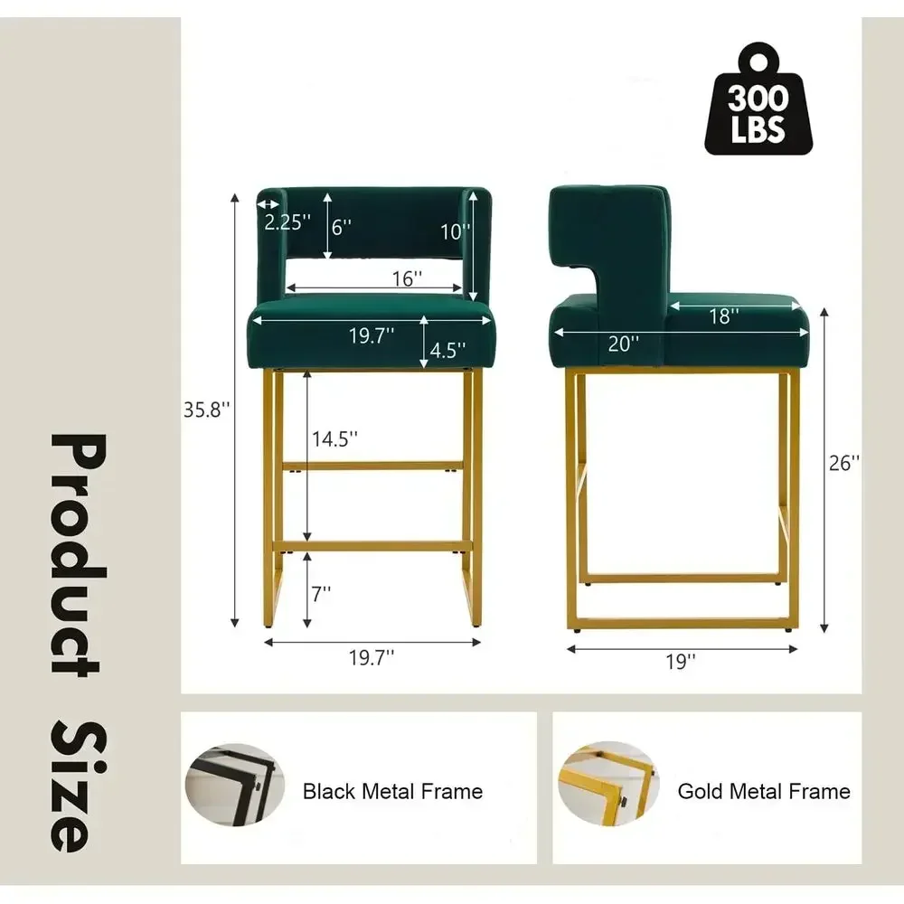 Set of 2 Green Velvet Bar Stoo - огляд і ціна Home Bar Stools