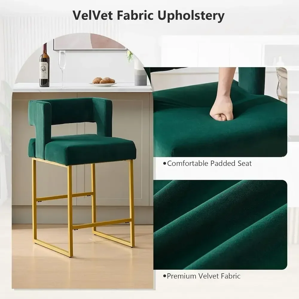Set of 2 Green Velvet Bar Stoo - огляд і ціна Home Bar Stools