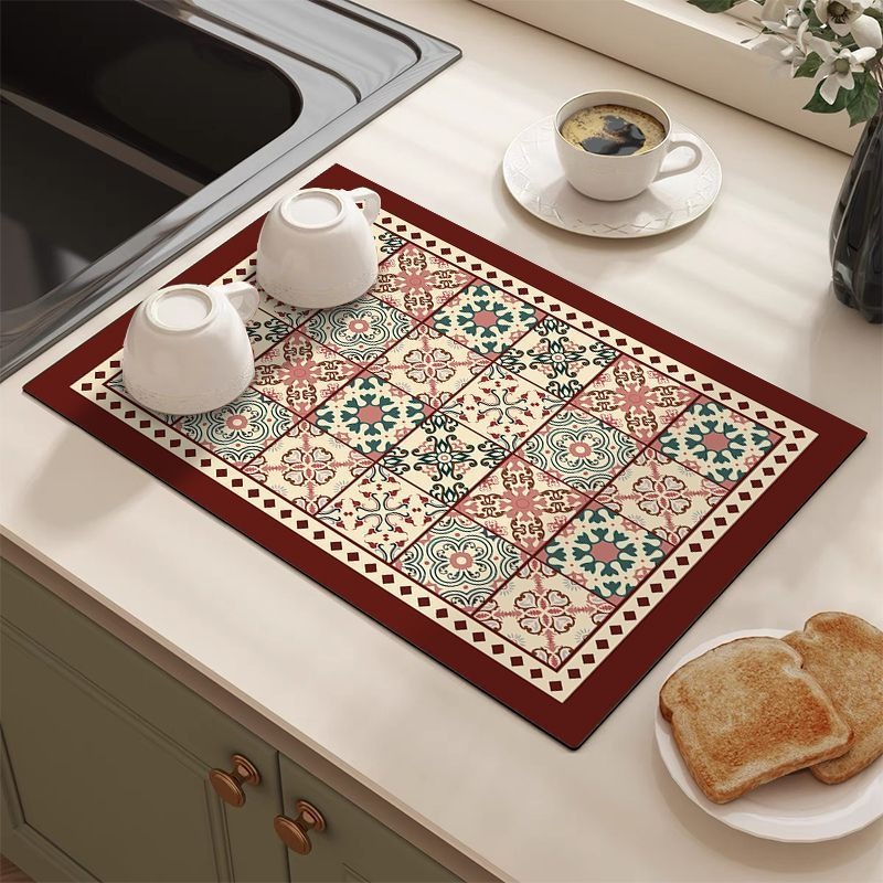 Retro Tile Pattern Absorbent D - огляд і ціна Bar Mat Rubber