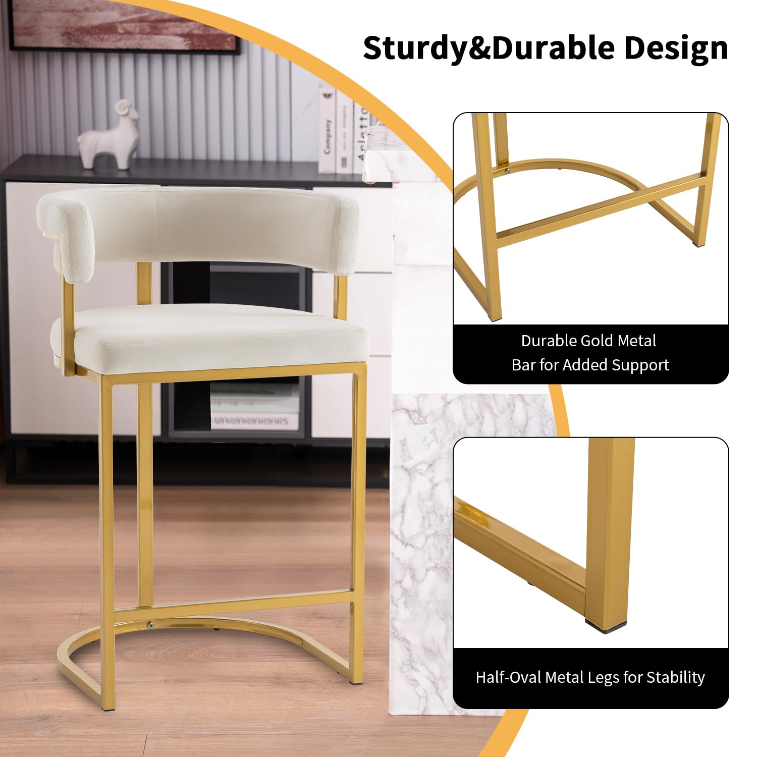 Beige Velvet Bar Stools Barrel - огляд і ціна Home Bar Stools