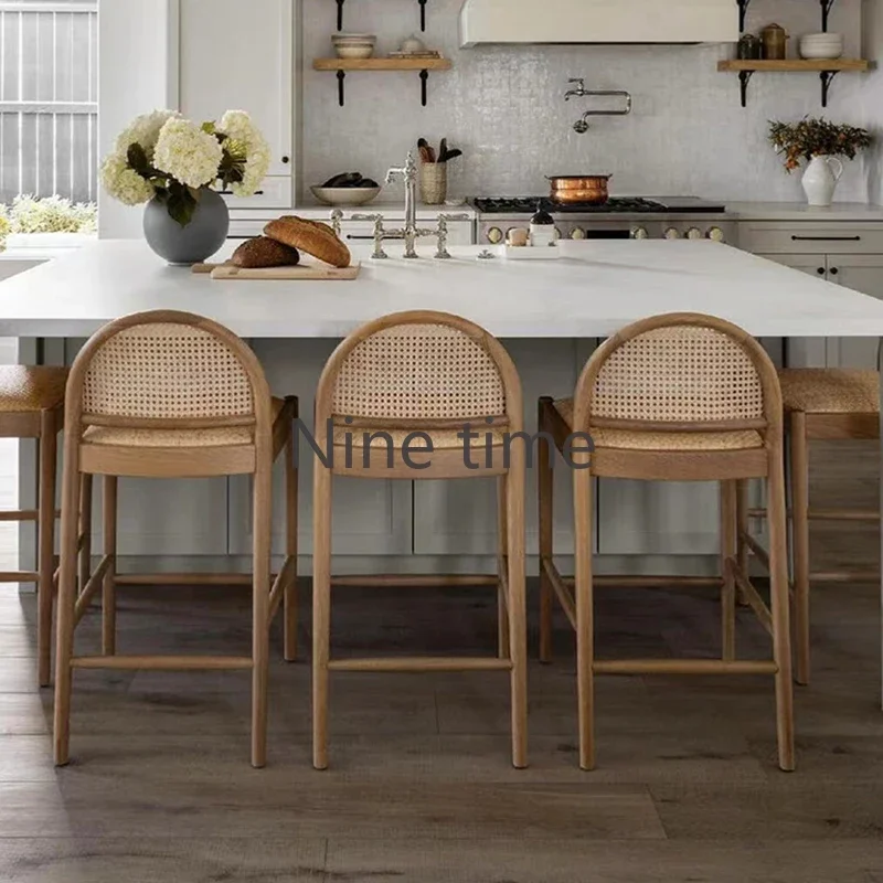Solid Wood Rattan Kitchen Bar  - огляд і ціна Home Bar Stools