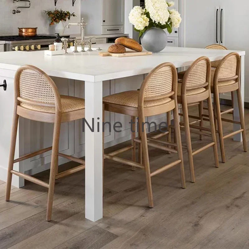 Solid Wood Rattan Kitchen Bar  - огляд і ціна Home Bar Stools