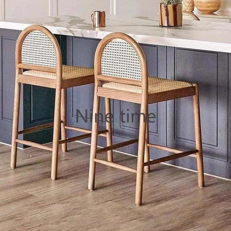 Solid Wood Rattan Kitchen Bar  - огляд і ціна Home Bar Stools